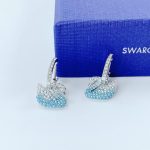 Khuyên tai thiên nga ombre xanh Swarovski – Swarovski Iconic Swan drop earrings Swan, Blue, Rhodium plated