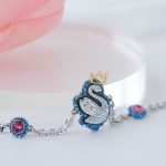 Lắc tay Swarovski pop swan xanh – Swarovski Swan Bracelet, Swan, Blue, Rhodium Plated