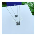 Thiên nga đen Swarovski dây bạc – Swarovski Iconic Swan pendant, Black, Rhodium plated
